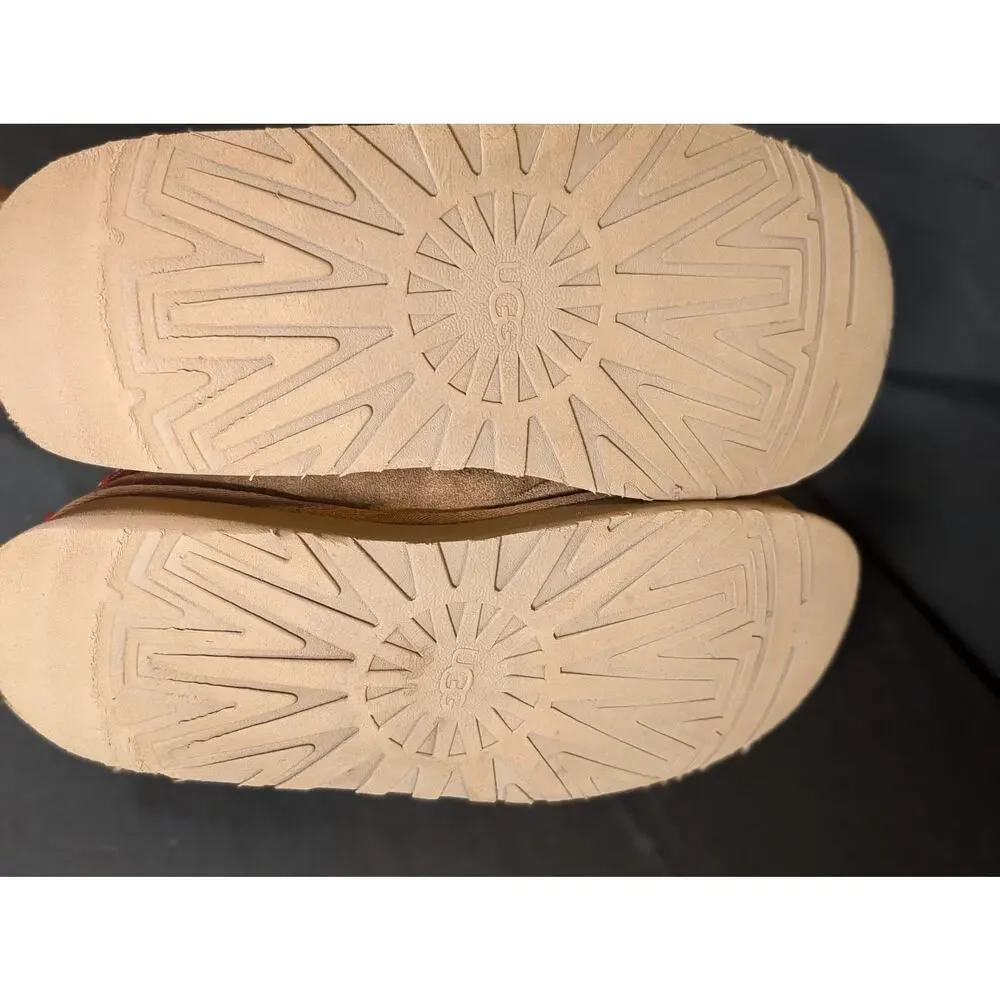 UGG Tasman Slippers Chestnut Suede Sheepskin Slip On House Shoes Men Women